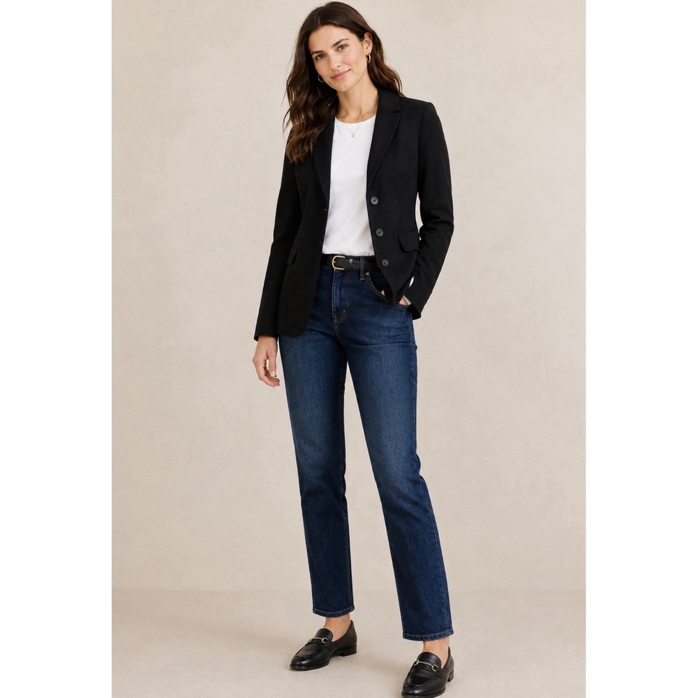 Boden Wool Blazer Womens 12 Black Button Academia Capsule Wardrobe